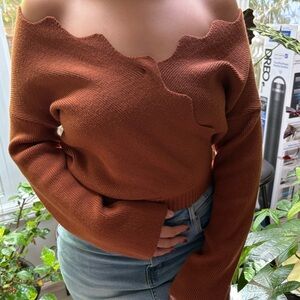 Elegant Amber Off-Shoulder Sweater